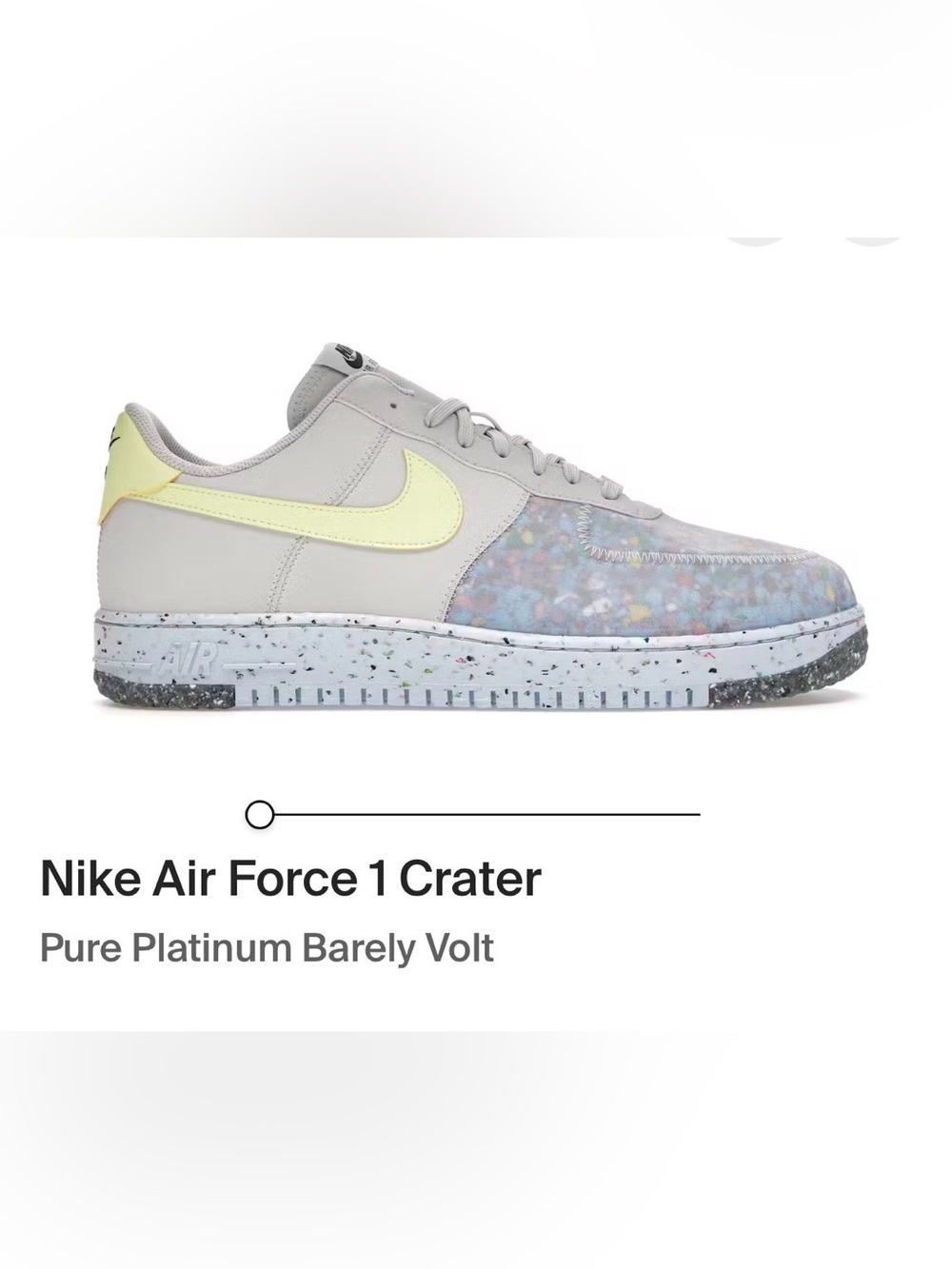 Nike Air Force 1 Crater in pure platinum barely volt